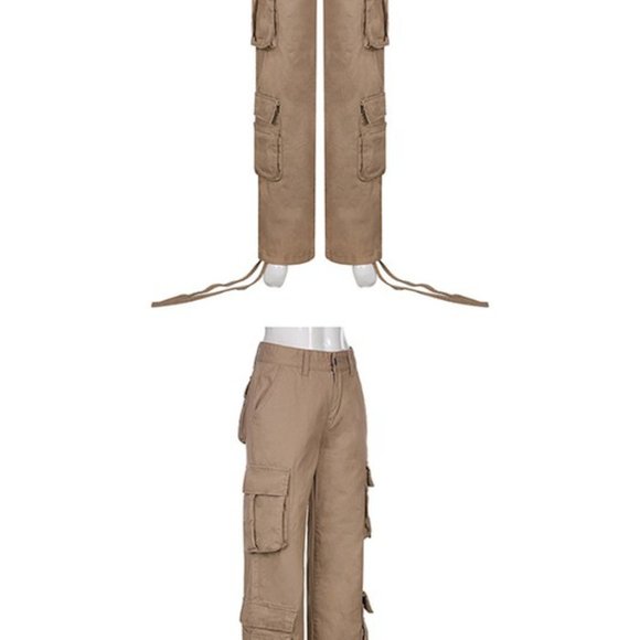 Vintage Cargo Pants Baggy Jeans Women Fashion 90s Streetwear Pockets Wide Leg - Picture 3 of 4